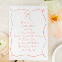 Blush Hand Drawn Bow Girl's Birthday Party