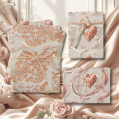 Blush Heirloom Heart Pattern Loving Keepsake Wrap Geschenkpapier Set
