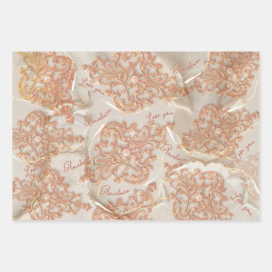 Blush Heirloom Heart Pattern Loving Keepsake Wrap Geschenkpapier Set (Vorderseite)