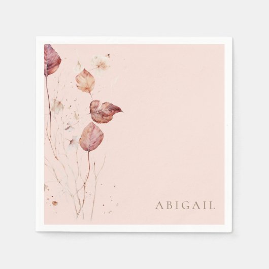 Blush Herbst Foliage Brautparty Napkin Serviette (Vorderseite)
