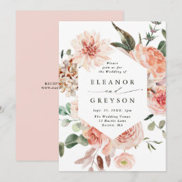 Blush Hexagon Hochzeit im botanischen Blumengarten Einladung