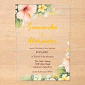 Blush Hibiscus Tropical Floral Acryleinladungen (Vorderseite)