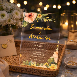 Blush Hibiscus Tropical Floral Acryleinladungen