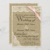 Blush-Hochzeit im antiken Spitzenland Einladung (Vorne/Hinten)