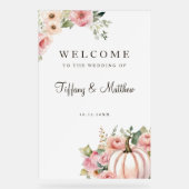 Blush Hochzeit im Herbst Welcome Acrylschild (Vorderseite)