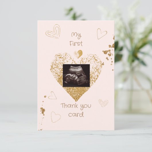 Blush Hört mein 1. Dankeschön Ihr Card Funny Dankeskarte (Stehend Vorderseite)