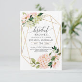 Blush Hydrangea Bridal Dusche Einladungen (Stehend Vorderseite)