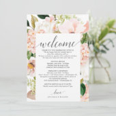 Blush Hydrangea Hochzeit Begrüßungsschreiben Programm (Stehend Vorderseite)