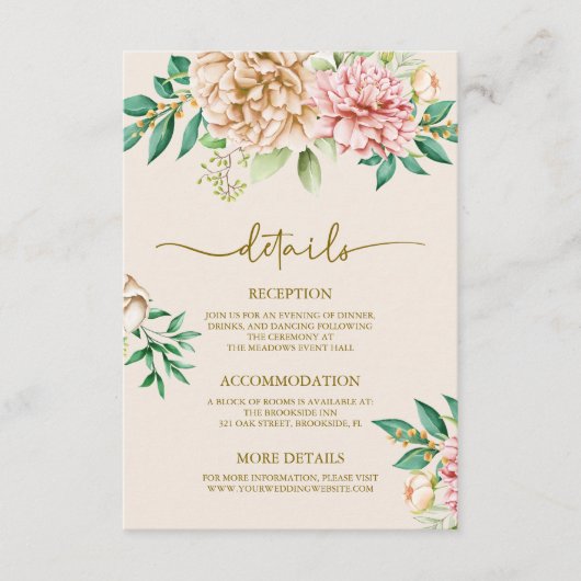 Blush Hydrangea Hochzeitskarte Begleitkarte (Vorderseite)