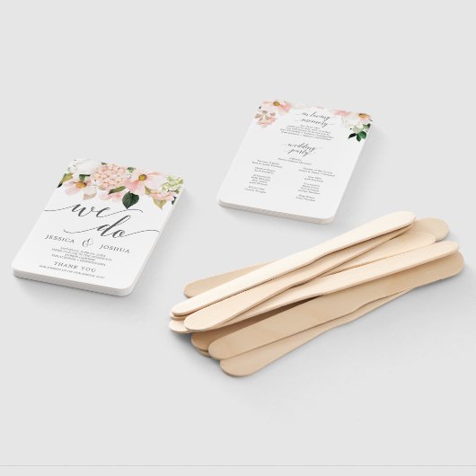 Blush Hydrangea Hochzeitsprogramm Fan Love Memory Fächer (Non-assembled)