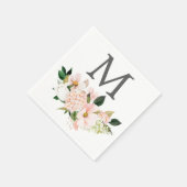 Blush Hydrangea Monogram Wedding Cocktail Napkin Serviette (Ecke)