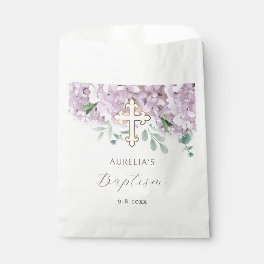 Blush Hydrangea Taufe Geschenktütchen (Vorderseite)