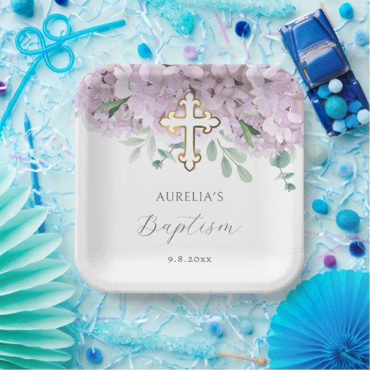 Blush Hydrangea Taufe Pappteller (Party)