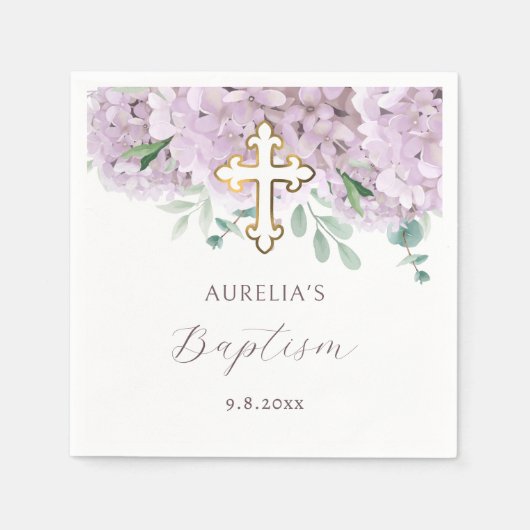 Blush Hydrangea Taufe Serviette (Vorderseite)