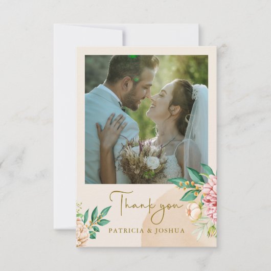 Blush Hydrangea Wedding Danke Foto Card (Vorderseite)