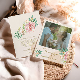 Blush Hydrangea Wedding Danke Foto Card