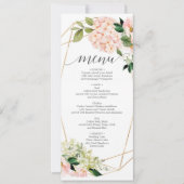 Blush Hydrangea Wedding Menu oder Brautparty Menu Einladung (Vorderseite)