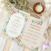 Blush Hydrangea Wedding Program Hand Fan Fächer