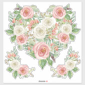 Blush in White Rose Wasserfarbe Blumendesign Aufkleber (Blatt)