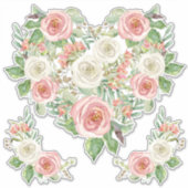 Blush in White Rose Wasserfarbe Blumendesign Aufkleber (Vorderseite)