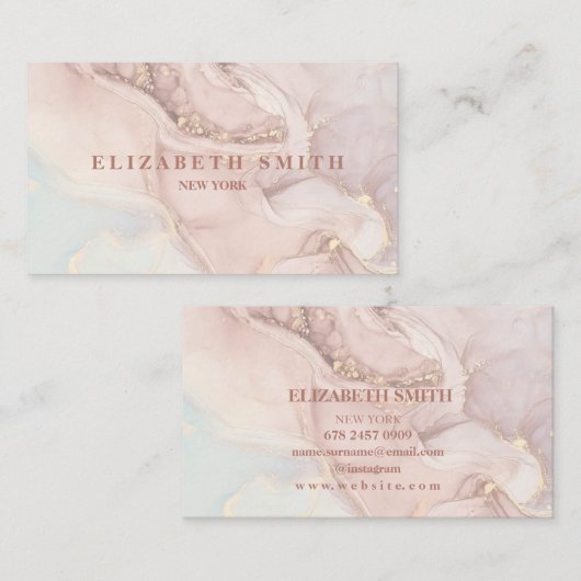Blush-Ink und Goldmarmor Visitenkarte (Vorne/Hinten)