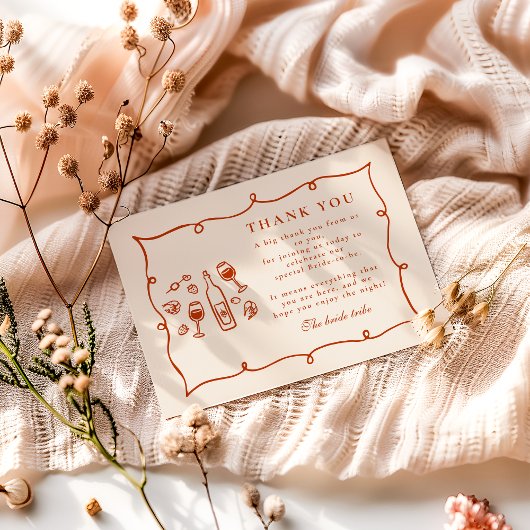 Blush Italian Wine Bridal Shower Dankeskarte