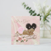 Blush Ivory African American Baby Shower Einladung (Stehend Vorderseite)