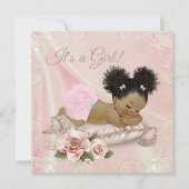 Blush Ivory African American Baby Shower Einladung (Vorderseite)