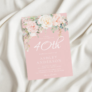 Blush & Ivory Blume Frauen 40. Geburtstag Party Einladung