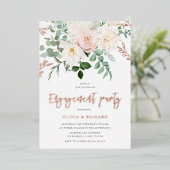 Blush & Ivory Blume Rose Gold Engagement Party Folieneinladung (Stehend vorne)