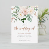 Blush & Ivory Blume Rose Gold Hochzeit Folieneinladung (Stehend vorne)