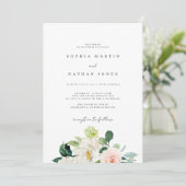 Blush Ivory Botanische Hochzeit Einladung (Stehend Vorderseite)