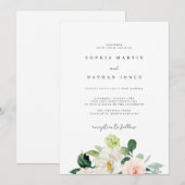 Blush Ivory Botanische Hochzeit Einladung (Vorne/Hinten)