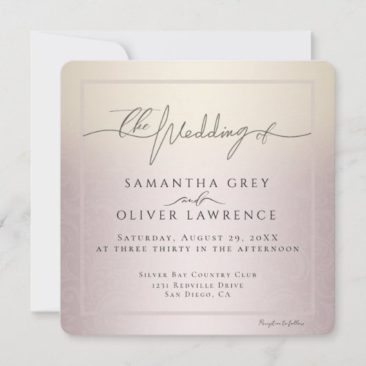 Blush Ivory, Elegant Minimalist Wedding Invitation (Vorderseite)