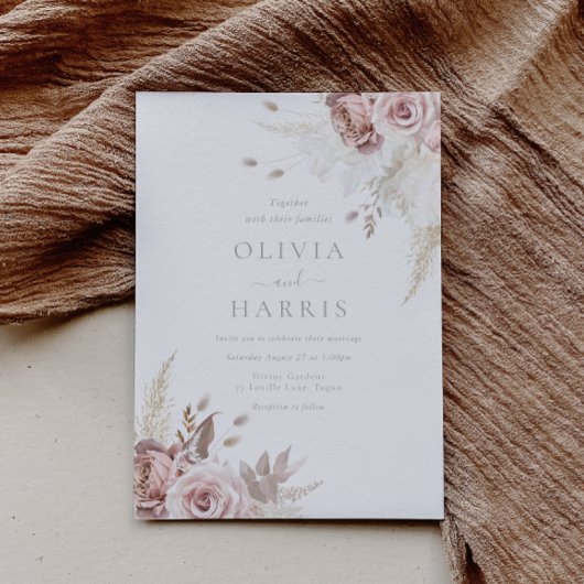 Blush & Ivory Elegante Hochzeit Einladung