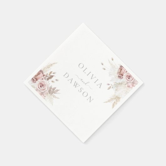 Blush & Ivory Elegante Hochzeit Serviette (Ecke)