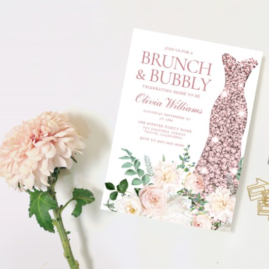 Blush Ivory Elegantes Brautparty Brunch & Bubbly Einladung