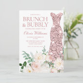 Blush Ivory Elegantes Brautparty Brunch & Bubbly Einladung (Stehend Vorderseite)