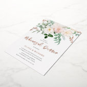 Blush & Ivory Flowers Rose Gold Rehearsal Dinner Folieneinladung (Gedreht)