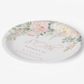 Blush & Ivory Frauen 90. Geburtstag Pappteller (Schrägansicht)