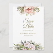 Blush & Ivory Pfingstrosen Save-the-Date-Karte Save The Date (Vorderseite)