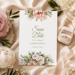 Blush & Ivory Pfingstrosen Save-the-Date-Karte Save The Date