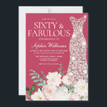 Blush & Ivory, Rose Gold & Magenta 60. Geburtstag Einladung<br><div class="desc">Blush & Ivory,  Rose Gold & Magenta 60. Geburtstag Einladung. Auch als digitaler Download erhältlich Viele weitere Kleiderfarbenvarianten und Blume in der Sammlung (siehe unten)</div>
