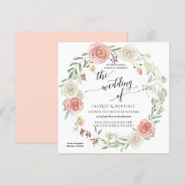 Blush Ivory Rose Wreath Foliage Hochzeit Wasserfar Einladung