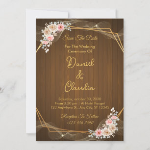 Blush & Ivory Rustikale Hochzeit Einladung mit Hol