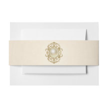 Blush Ivory Satin Einladung Bauchband