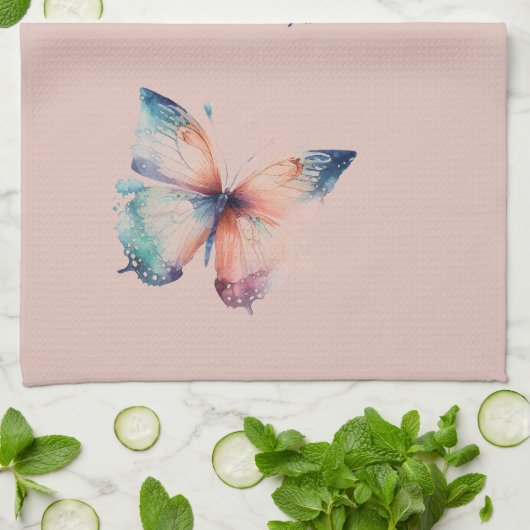 Blush Joy erhebt sich aus dem Soul Butterfly Geschirrtuch (Gefaltet)