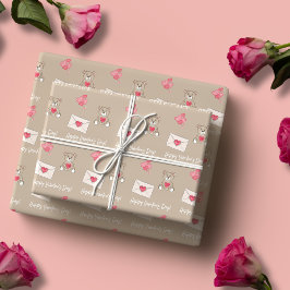 Blush-Kaffee mit Bären, Herz und benutzerdefiniert Geschenkpapier