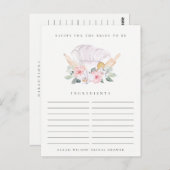 Blush Koch Hat Blumenrezeptur Anfrage Brautparty Postkarte (Vorne/Hinten)