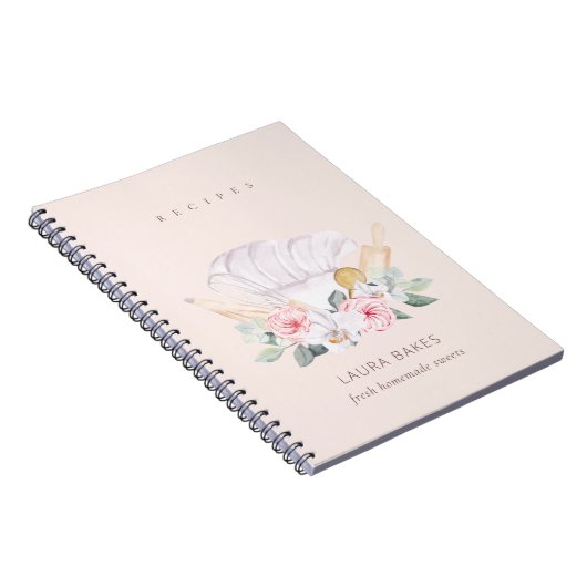 Blush Koch Hat Cookbook Blumenwalzenrolle Whisk Re Notizblock (Rechte Seite)